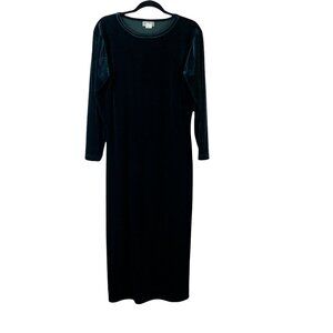 Breezy Mode M Dress Maxi Velvet Long Green Womens Midi Bodycon Long Sleeve